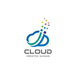 Cloud tech logo design template icon . Cloud digital logo Design Template