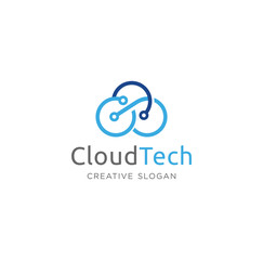 Cloud tech logo design template icon . Cloud digital technology logo