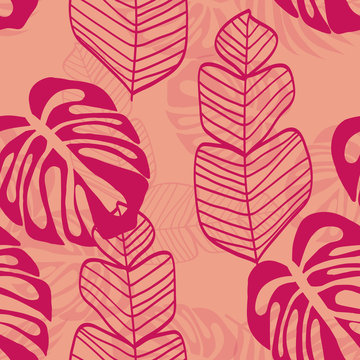 Tropical leaf floral seamless pattern © Natallia