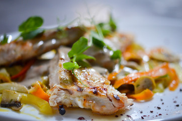 grilled meat & vegetables with fresh ingredients