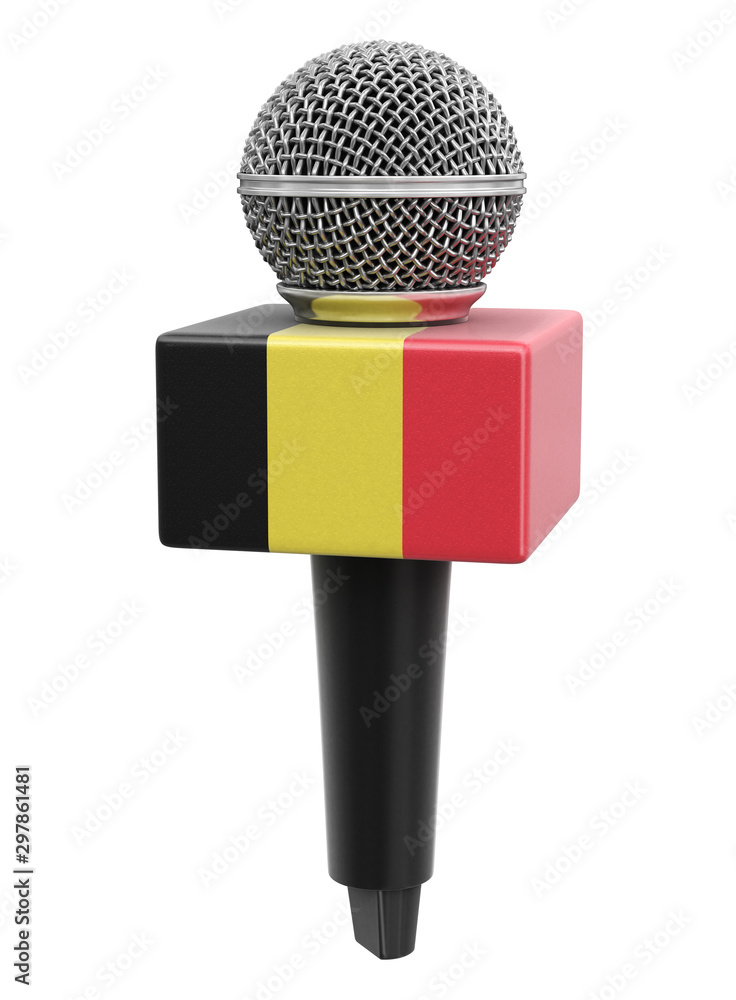 Poster microphone with belgian flag. image with clipping path