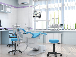 3D rendering modern dentist's office