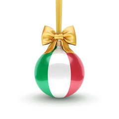 3D rendering Christmas ball with the flag of Italy