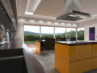 3D rendering modern kitchen