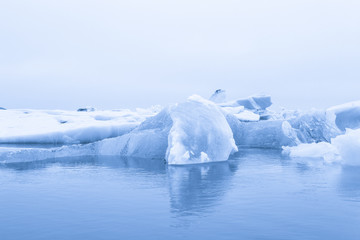 Iceberg lagoon jokulsarlon on the south of Iceland. Toned