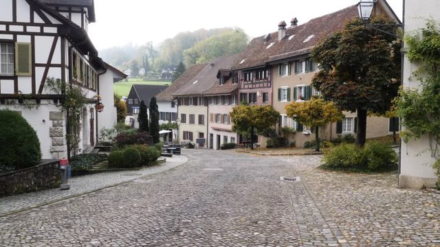 Old village of Regensburg, Switzerland, stroll through town 