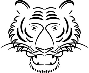 Abstract vector head of a roaring tiger