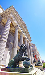 Fototapeta na wymiar Fachada del edificio del Congreso de los Diputados, Madrid, España, Europa