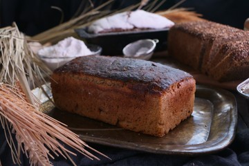 Bread loaves with dark background