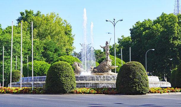 Fuente de Neptuno en Madrid, Espa&ntilde;a, Europa