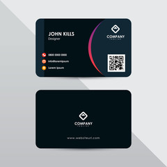 Modern business card design template. Red and orange color element clean composition.