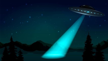 Naklejka na ściany i meble UFO, alien space flight, spacecraft, alien abduction