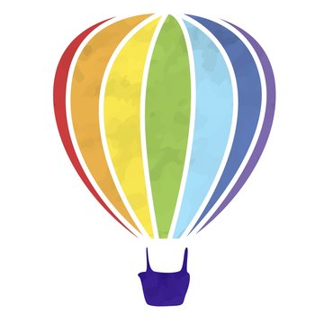 Watercolor multicolored balloon on a white background, aerostat