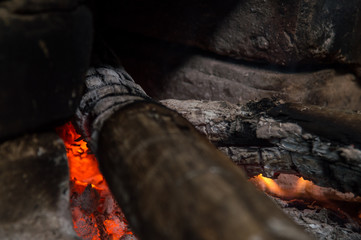 leña, fogón, cocina, sierra, fuego, brasa
