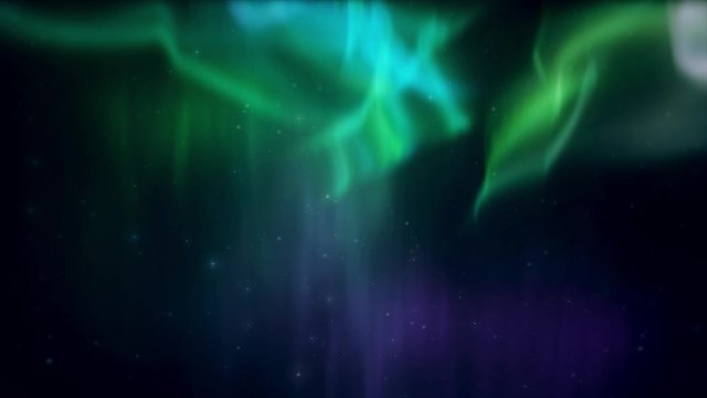 3D rendered beautiful aurora borealis formation in the sky  as lights in northern islands 
