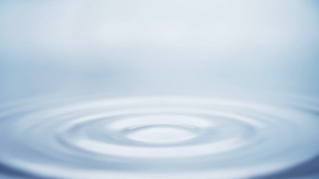 Water drop falling down. Slow motion. Blue tone