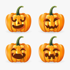 vector illustration Set of halloween pumpkins , funny faces. Autumn holidays. halloween Night.