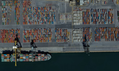 cargo port of Adelaide, Australia on the Gulf of St. Vincent - obrazy, fototapety, plakaty