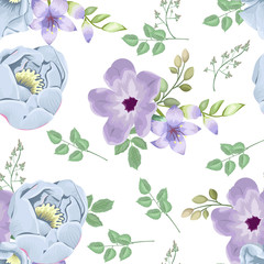seamless pattern with beautiful floral themes