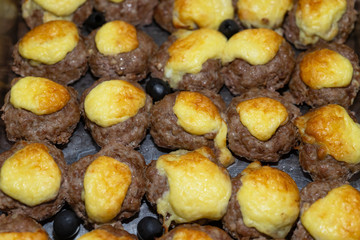fried cutlets with cheese. Home - made cutlet in the dining room