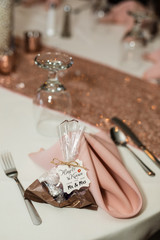 pink wedding place setting