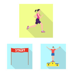 Isolated object of sport and winner icon. Set of sport and fitness stock vector illustration.