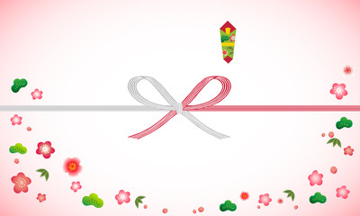 熨斗紙-松竹梅 蝶結び（熨斗緑）the Japanese traditional wrapping paper (nosh-green)		