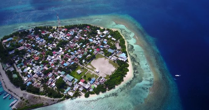 aerial , Rasdhoo island in Maldivian archipelag, tropical vacation concept