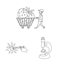 Vector illustration of genetic and science symbol. Set of genetic and organic stock symbol for web.