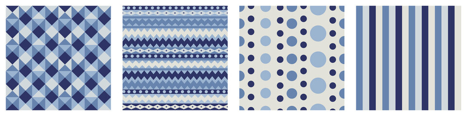 Vector set of geometric seamless patterns