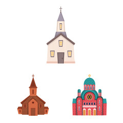 Vector design of religion and building icon. Collection of religion and faith stock symbol for web.