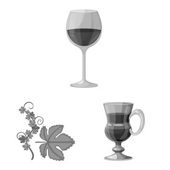 Vector design of stamp and restaurant sign. Set of stamp and vineyard stock symbol for web.