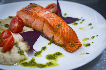 fresh grilled salmon with lime sauce