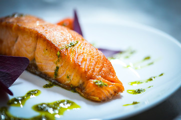 fresh grilled salmon with lime sauce