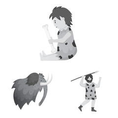 Vector design of history and era icon. Set of history and neolithic stock vector illustration.