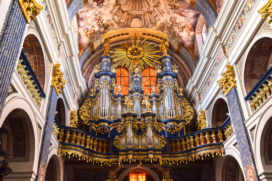 Organ in Basilica of the Visitation of the Virgin Mary in Święta Lipka (Holy Lime). Warmian-Masurian voivodeship, Poland.
