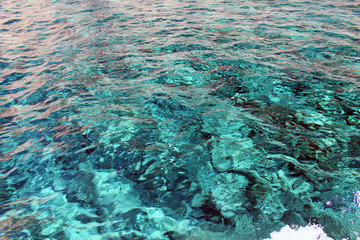 Crystal clear cyan sea water