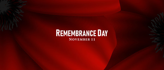 November 11, Remembrance day, A poppy flower design Billboard, Poster, Social Media template vector Illustration