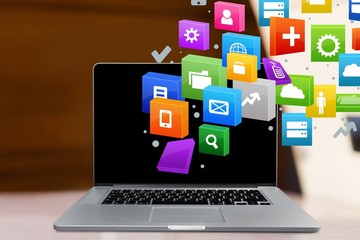 Laptop with blank screen. Isolated  background