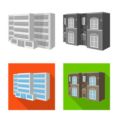 Vector illustration of facade and housing logo. Collection of facade and infrastructure stock symbol for web.