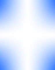 Abstract blue and white background. Pale blue backdrop with shiny white cross in the middle. Empty layout for advertising posters 