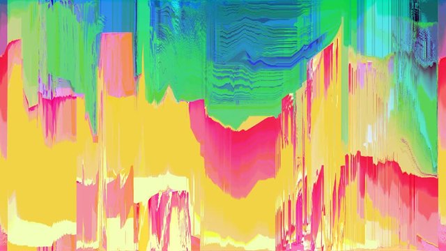GLITCH art animation, colorful pixels motions, pixelated shapes, seamless loop