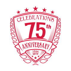 75th shield anniversary logo. 75th years logo. Vector and illustration.
