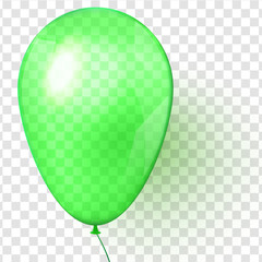 Realistic transparent green balloon on transparent background