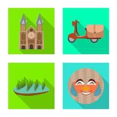 Isolated object of vietnam and traditional symbol. Set of vietnam and asia stock vector illustration.