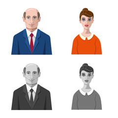 Fototapeta premium Vector design of hairstyle and profession icon. Collection of hairstyle and character stock vector illustration.