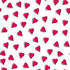 seamless pattern with hearts. Festive background for Valentine's Day, February 14th. Hand drawing. For menus, banners, cards, invitations, textiles.