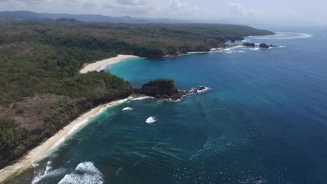 Lailiang Beach, Sumba Island Indonesia. Tropical Paradise Pull Back Aerial
