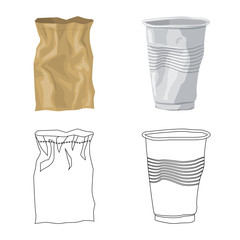 Isolated object of refuse and junk symbol. Set of refuse and waste vector icon for stock.