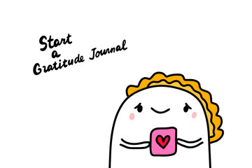 Start gratitude journal hand drawn vector illustration in comic cartoon style